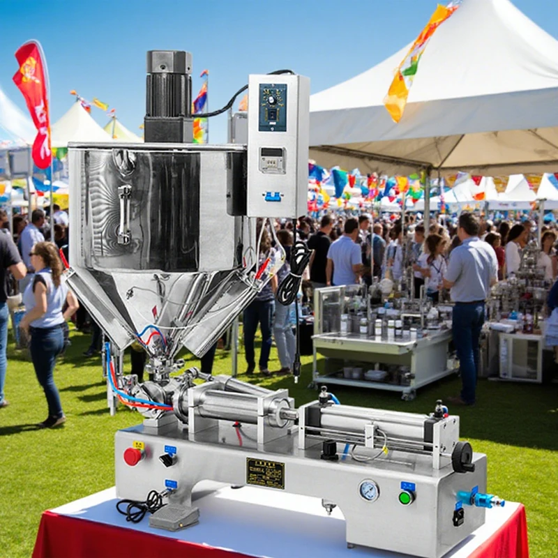 PBOBP Semi Automatic Cosmetic Shoe Polish Face Cream Paste Wax Candle Paraffin Heating Mixing Piston Pump Filling Machine