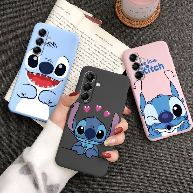 For Samsung Galaxy M14 M34 M54 5G Case Bumper Cute Cartoon Stitch Love TPU Soft Cover For Samsung M 14 GalaxyM34 Funda Couple