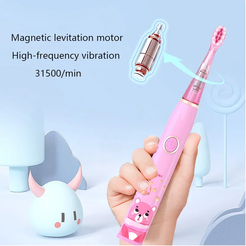 

Colorful LED Sonic Kids Electric Toothbrush Rechargeable Soft Bristle Brush Heads Child-Friendly Oral Care for Thorough Cleaning