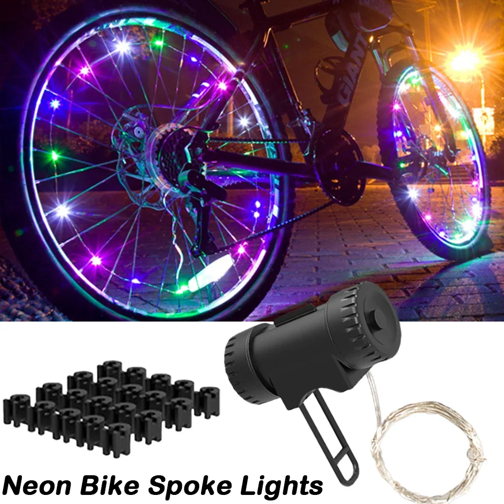 Colorful Bicycle Hot Wheels Lights String LED Decorative Tire Lights String Bike Spoke Lights Cycling Mountain Bike Accessories