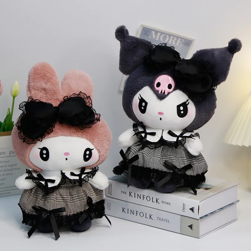 25 ซม.Kuromi My Melody Lolita Gothic Plush ของเล่นการ์ตูนตุ๊กตา Plushie หมอนตกแต่งห้องเด็กของขวัญวันเกิด