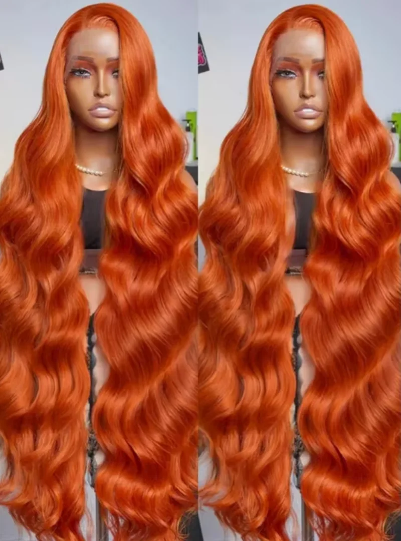 

30-дюймовый оранжевый рыжий объемная волна 13x4 Парики из натуральных волос на кружеве для женщин Предварительно выщипанные бразильские 350 Цветные 13x6 Парик на фронтальной части шнурка