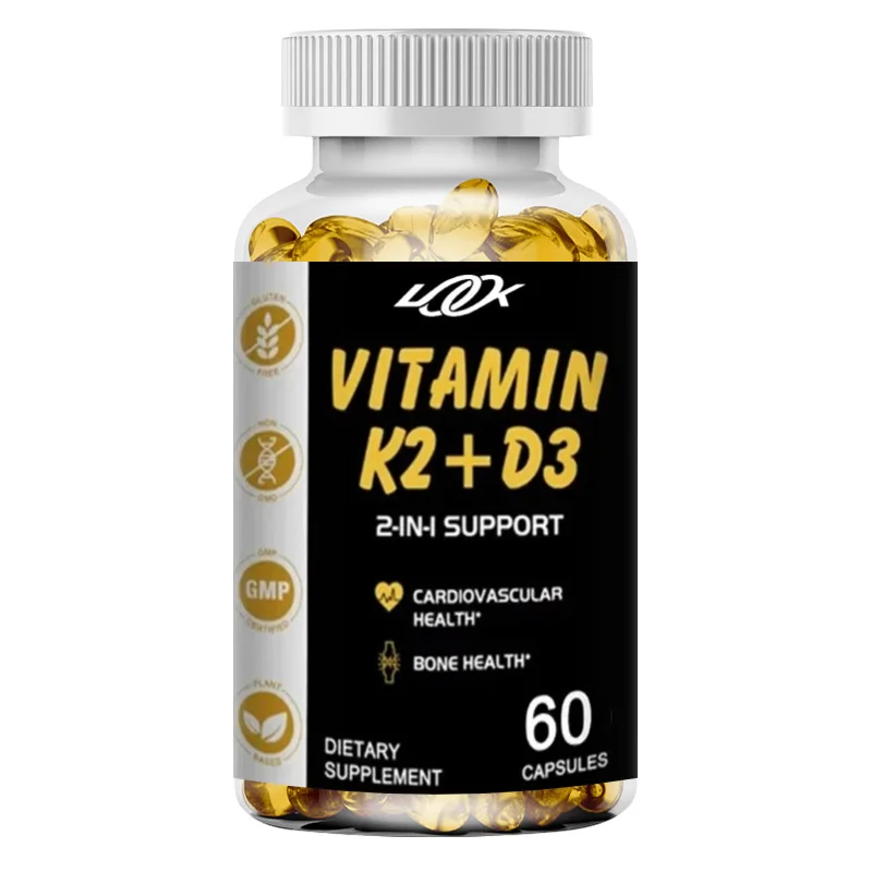 Vitamin D3+k2 Capsules, Support Calcium Absorption Bone Teeth Heart Brain Joints Immune Function