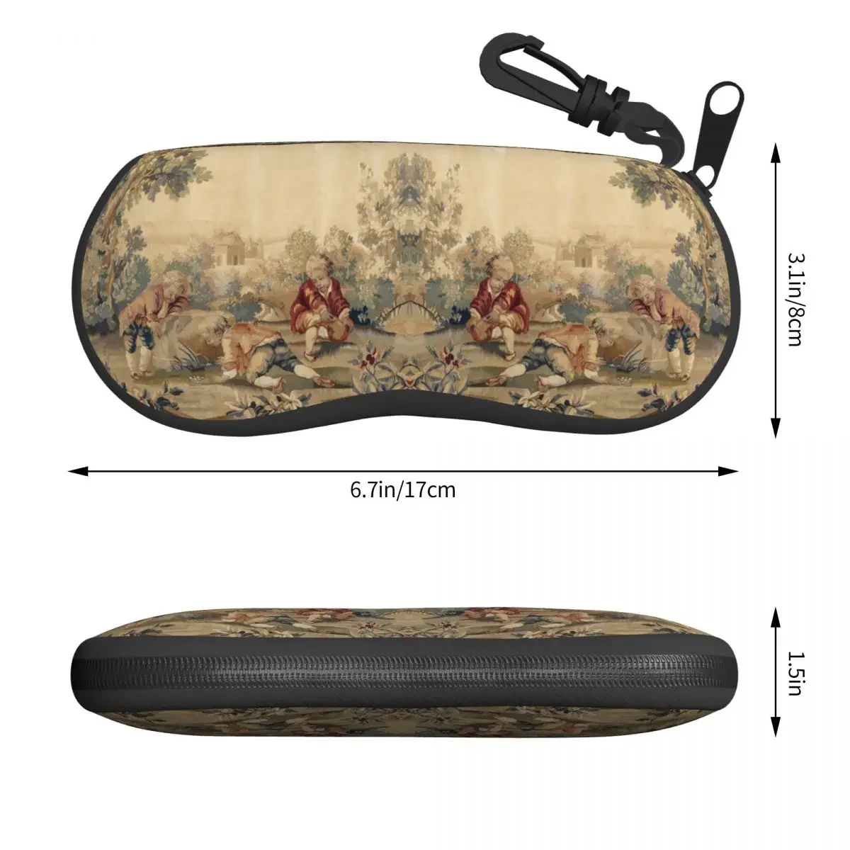 Vintage Antique Aubusson French Bohemian Floral Shell Glasses Case Unisex Fashion Eyeglasses  Sunglasses Protector Box