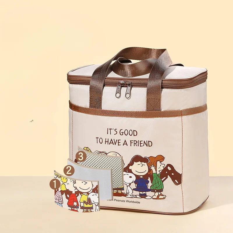 Custom Funny Cartoon Snoopy Lunch Box Waterproof Thermal Cooler Food Insulated Lunch Bag Kids For Kids Portable Picnic Tote Bags