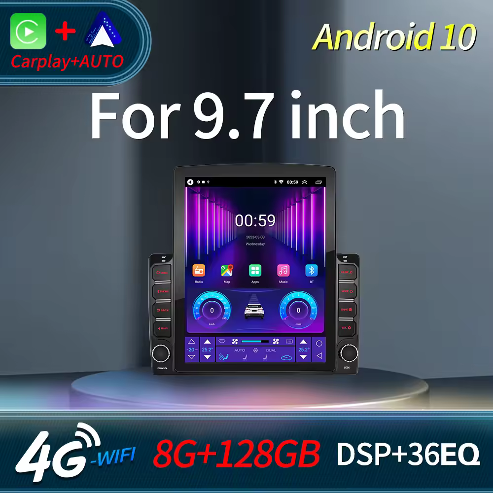 2 דין אנדרואיד Carplay/אוטומטי רדיו 9.7 ''אנכי מסך GPS רכב וידאו נגן רדיו טסלה סגנון ראש יחידה 2DIN סטריאו מקלט DSP