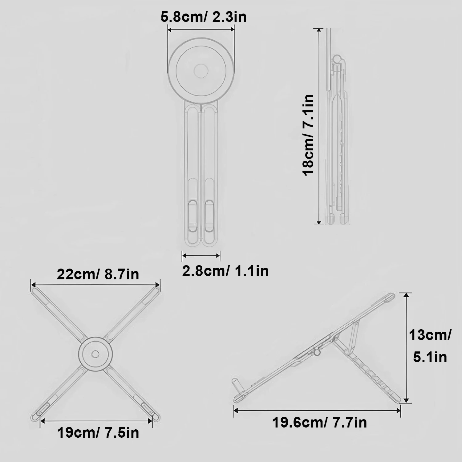A8 Portable Foldable Magnetic Laptop Stand Metal Plastic Adjustable 3 in 1 Tripod Selfie Stick Holder for Phone Tablet Notebook