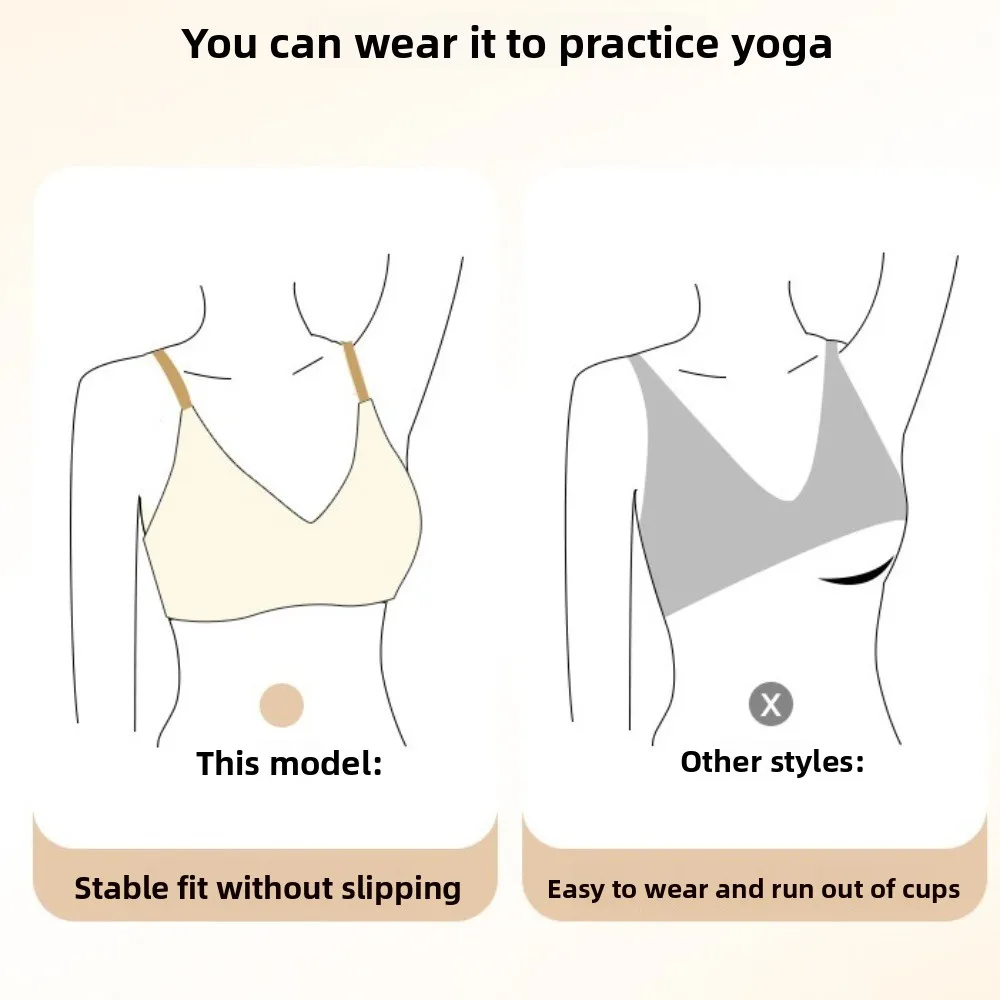 

English Letter Wireless Deep V Bra Shockproof Anti-sagging Brassiere for Women Lingerie Gathered Breasts Push Up Underwear