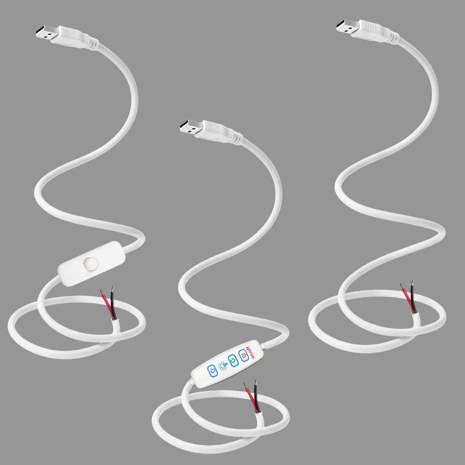 5V USB Touch/Hand Sensor 3Key Dimming Switch Extension Cable USB 2A to 2 Wire Dimmer Controller for Single Color LED Strip Light