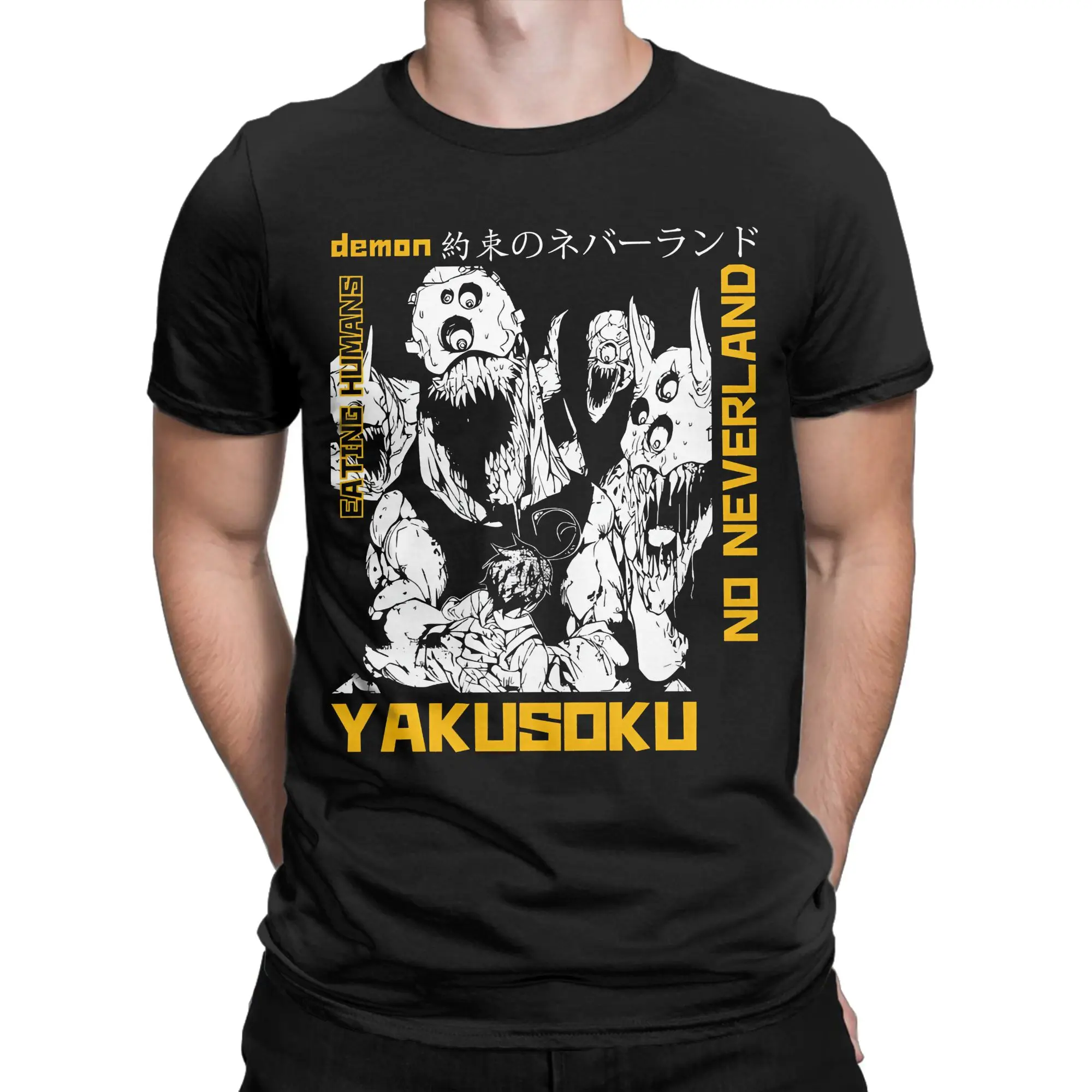 Vintage T-Shirt Summer The Promised Neverland Demon Fashion T Shirts Cotton Tshirt for Mens Y2K Classic Print Short Sleeve Tops