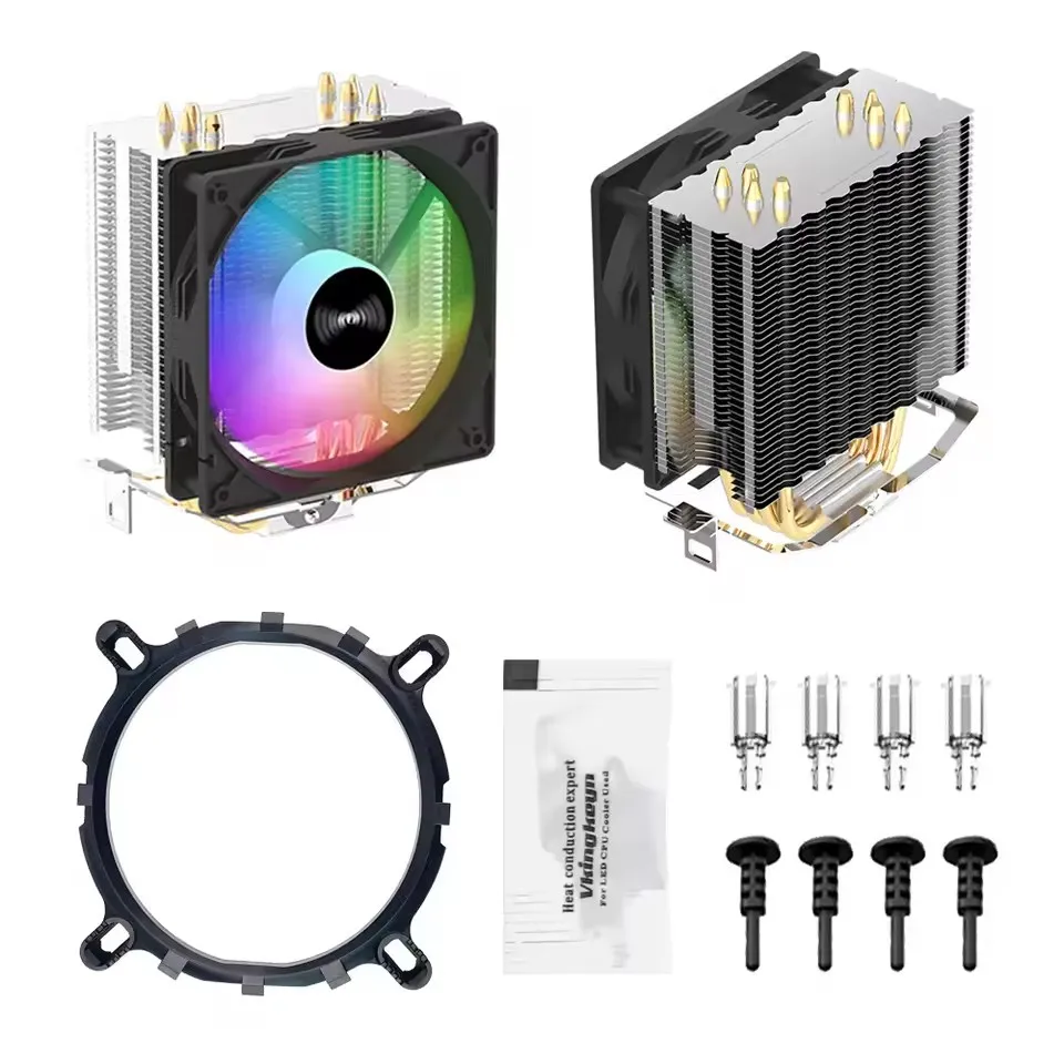 Goldpo CPU Cooler 4 Heat Pipes PC Radiator Cooling 3PIN PWM Silent Rgb Fan For Intel 1700 1150 1155 1156 1366 AM2/AM3/AM4 AMD