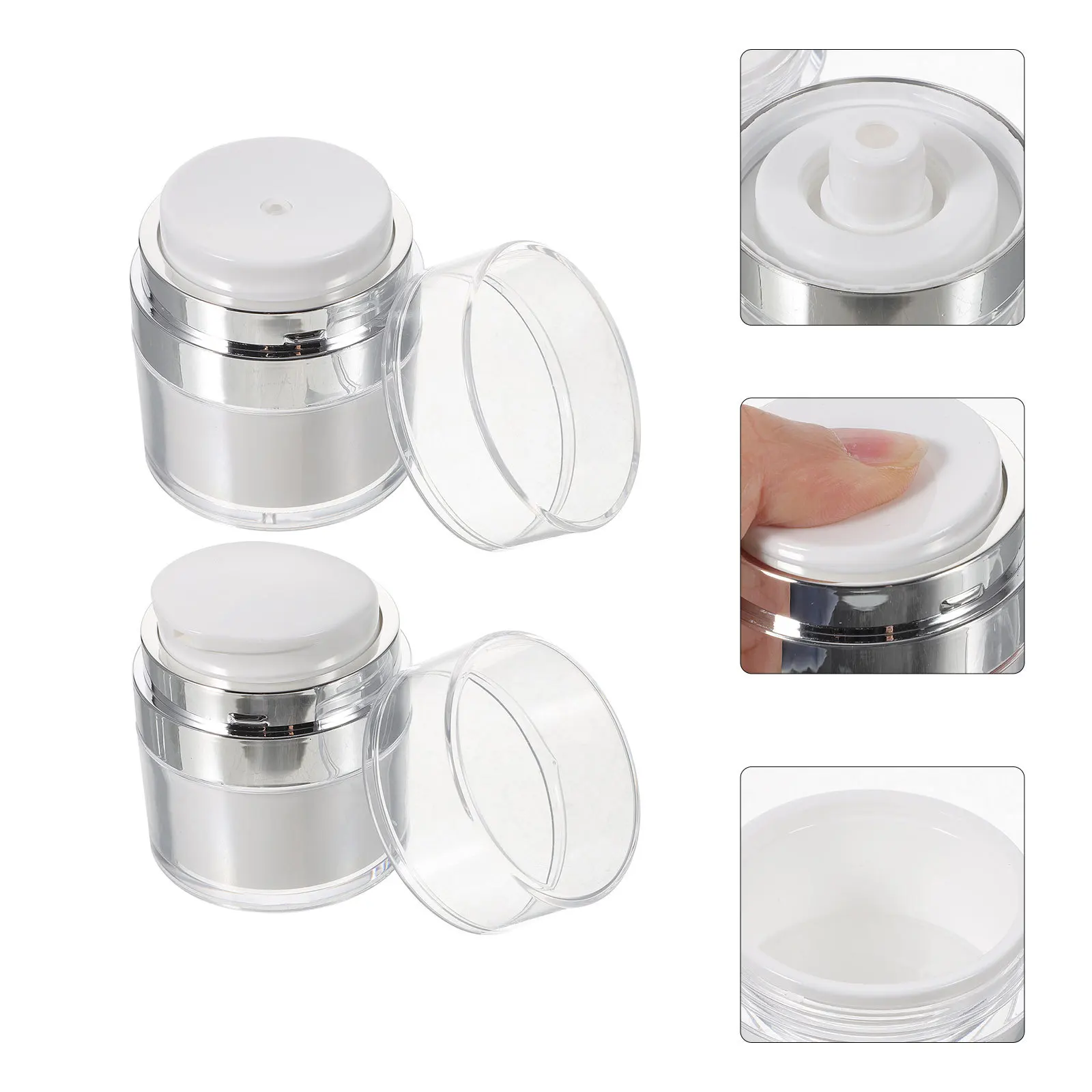 

2Pcs Durable Airless Pump Lotion Container Refillable Bottles Travel Size Leak Proof Pump Cream Jar Travel Containers