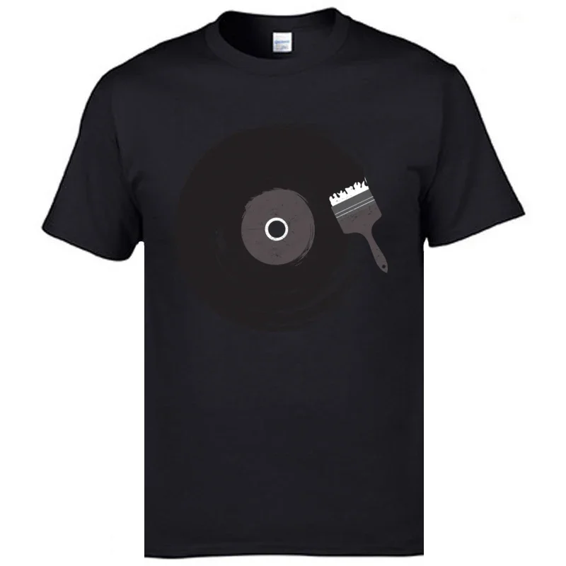 Black disc records art music t shirts mens fashion casual tops T-shirts funny design vintage tshirts hip hop jazz CD rock tshirt