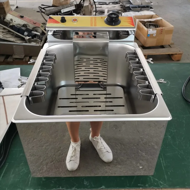 Fritadeira comercial para cachorro-quente 12L, restaurante comercial, frango frito, chips de gás, fritadeira de óleo profundo