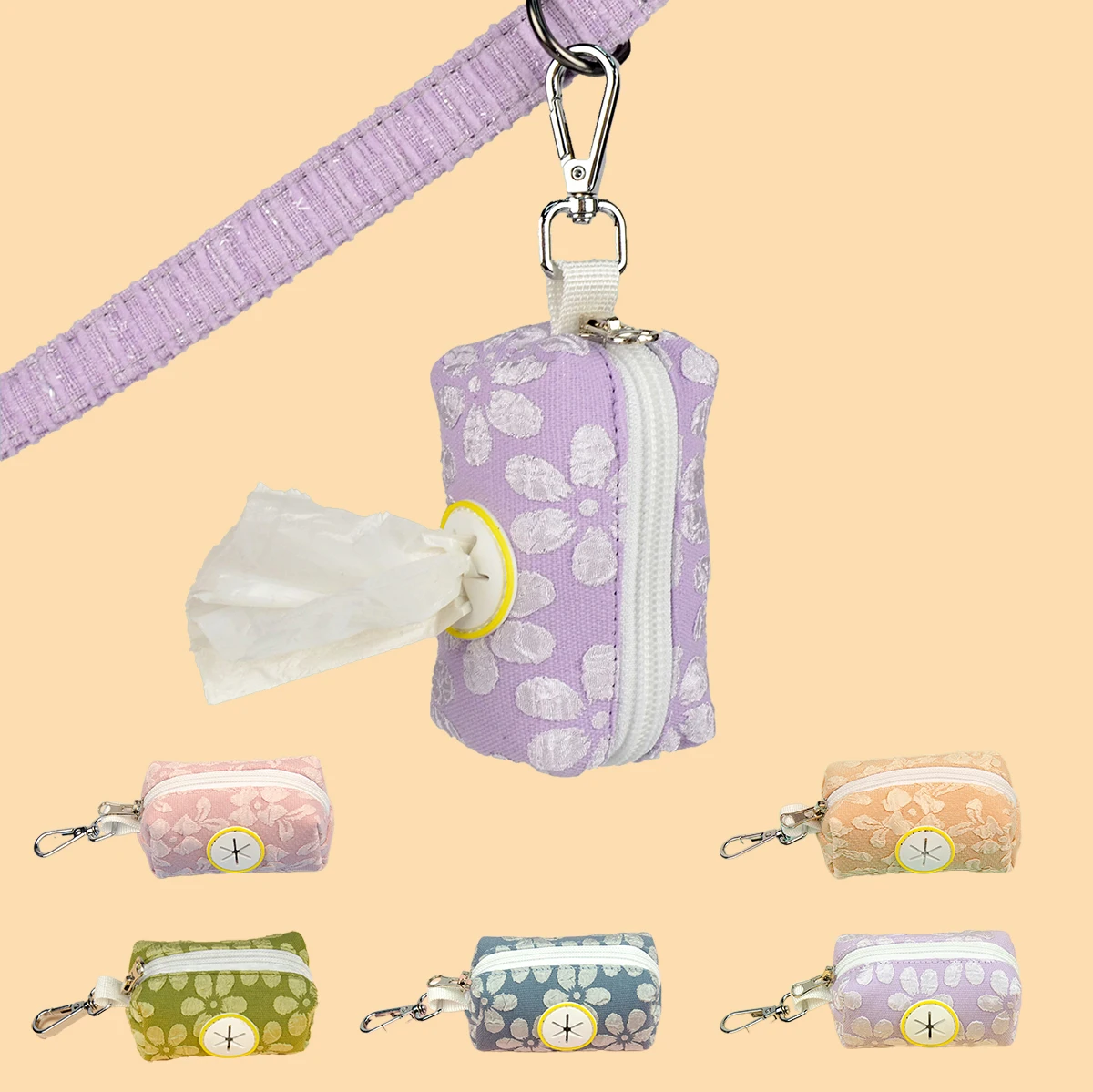 High Quality Dog Poop Bag, Cute Embroidered Flower Pattern, Suitable for Any Leash, Factory Direct Sale