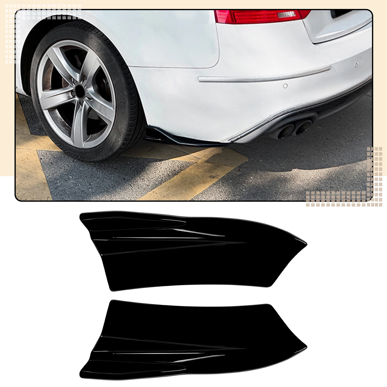 Car Rear Bumper Side Corner Trim For Audi A5 S5 8T Coupe Sline 2013-2017 Skirt Lip Boot Splitter Spoiler Canard Protector