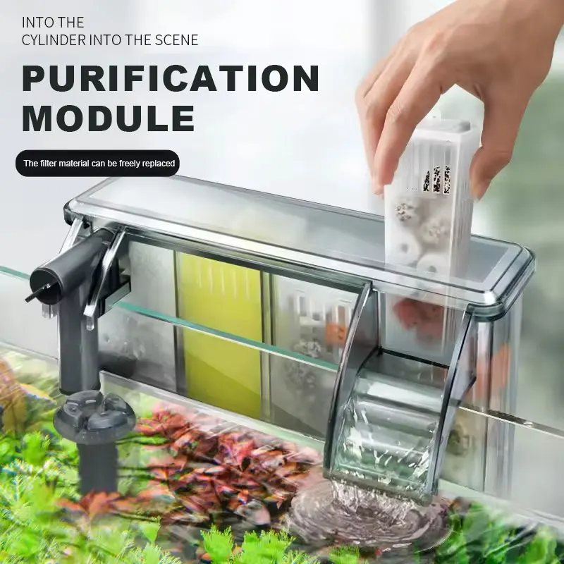 

Aquarium Silent External Filter Fish Tank Adjustable Wall Mounted Filters 3-In-1 Aquarium Water Purification Circulation System