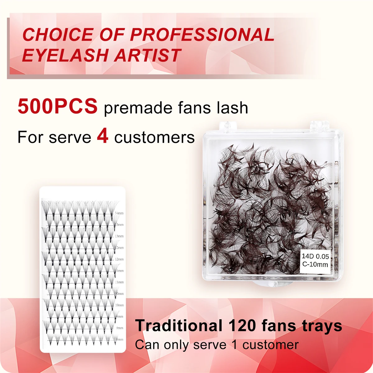 EXTENIFY 500Fans Brown Loose Premade Lash Extensions 4D 5D 6D 8D 10D 12D 16D 20D Pointy Base Roots Eyelashes Matte Black