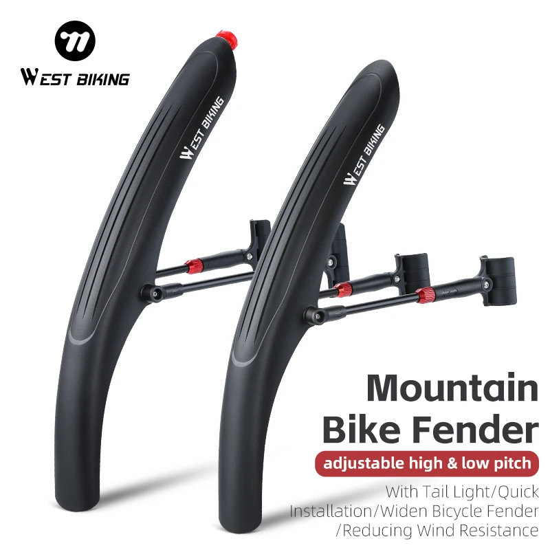 WEST BIKING Mountain Bike Fender MTB Mudguard PP Front Rear Compatible Bicycle Mudguard Fits 26