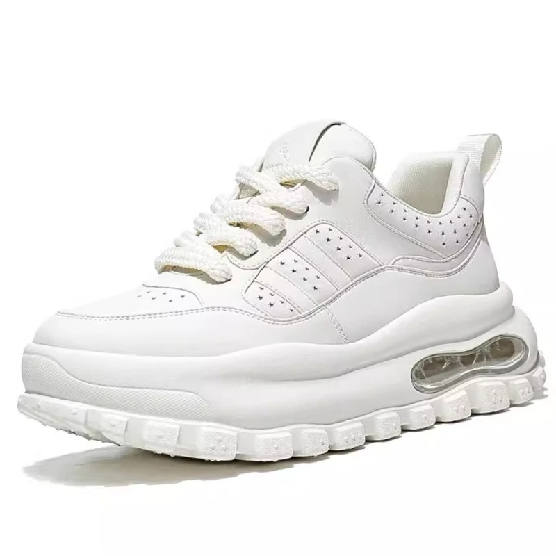 Casual Sneakers Male Genuine Leather White Board Shoes for Men's Comfortable Soft Soled Comfortable Breathable Sports Daddy Shoe