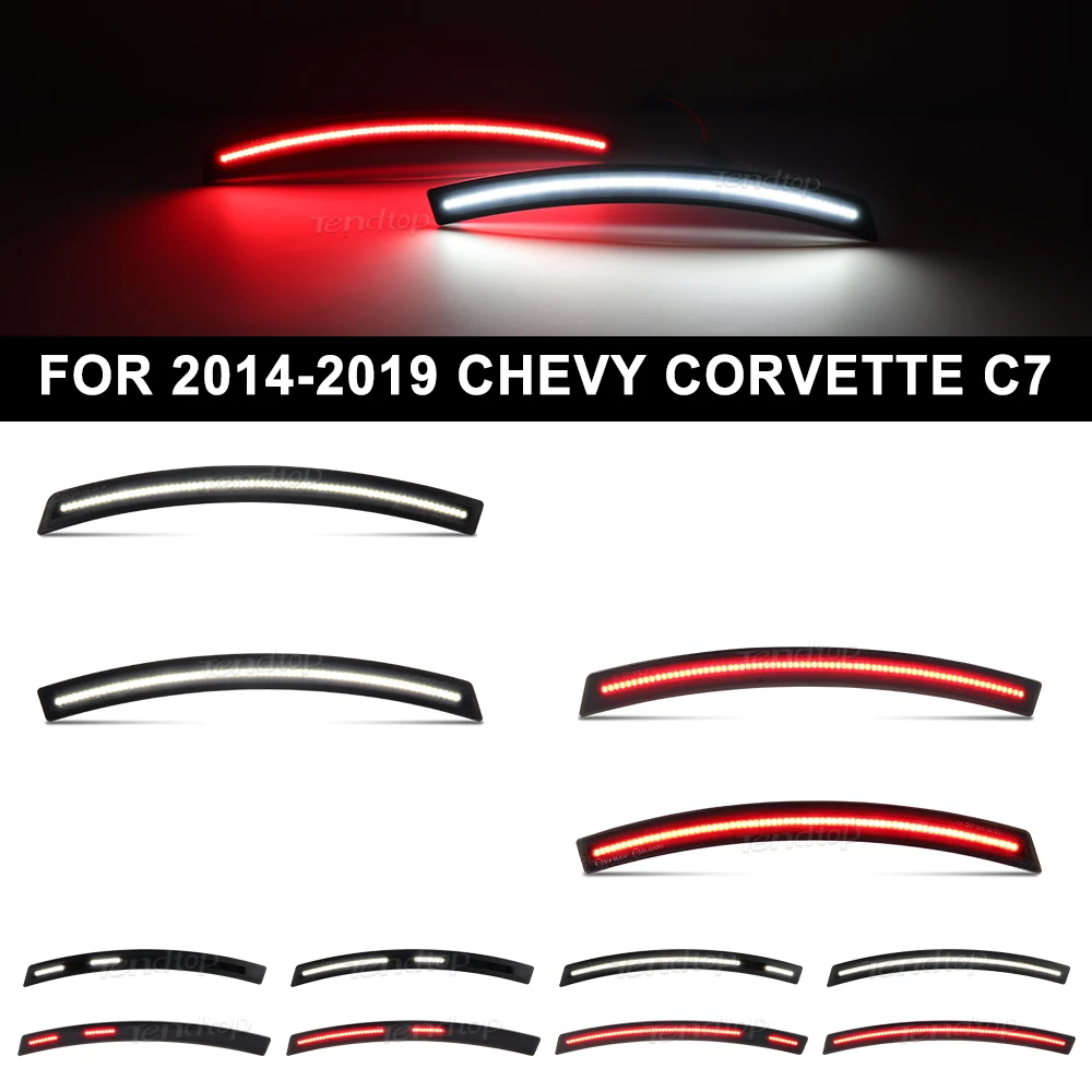 4Pcs LED Car Front / Rear  Fender Side Marker Lights For Chevrolet Corvette C7 2014-2019 Fender Flare Lamps Amber Red Car Lights