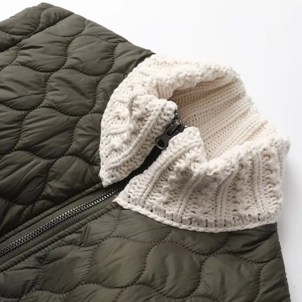 

Spring Casual Warm Collar Stitching Knitted Baseball Suit Jacket Women's European American Style New Coat
