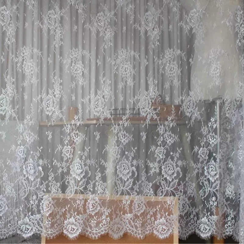 

300x150cm Exquisite Eyelash Lace Fabric Wedding Veil Lace Edge for Bridal Dress Gown Shawl Scarf Home Decoration Cloth Sewing
