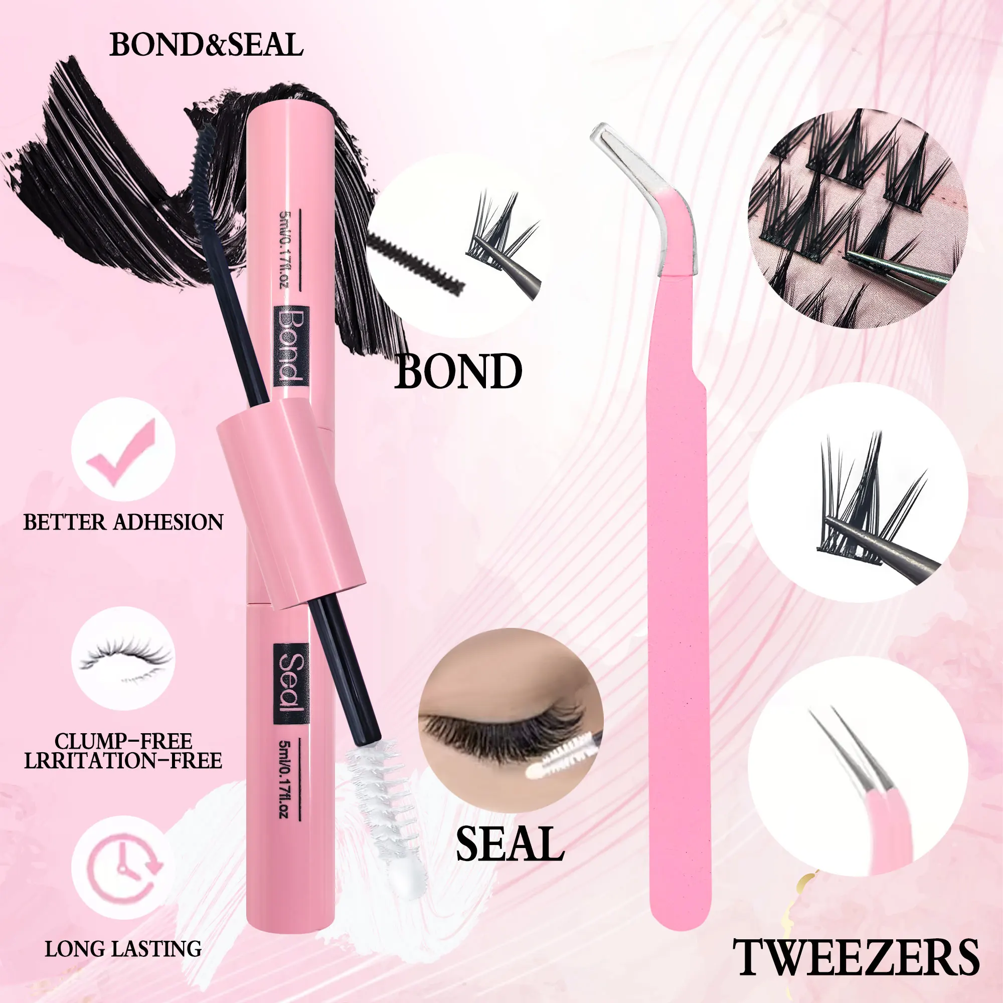 Kit de pestañas postizas D I Y de 96 velocidades, esponjosas y gruesas, para un aspecto natural y voluminoso de ojo de zorro, incluye pegamento y pinzas.