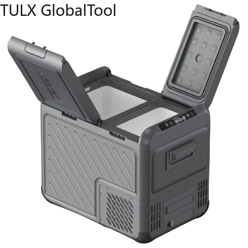 

TULX 45L Dual-Zone Portable Mini Fridge 12V/24V/AC 100-240V Compressor with Cooling -22C to 20C Temperature Range