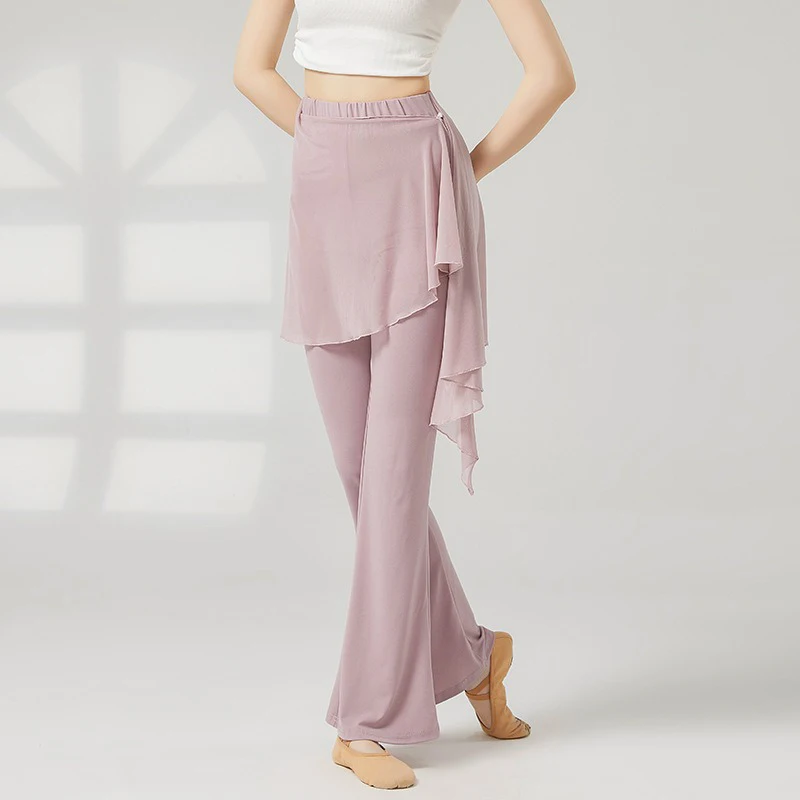 Zweiteiliges, figurbetontes Tanz-Übungs-Outfit, Rockhose mit der Bauchbedeckung, klassische Tanzbekleidung für Damen