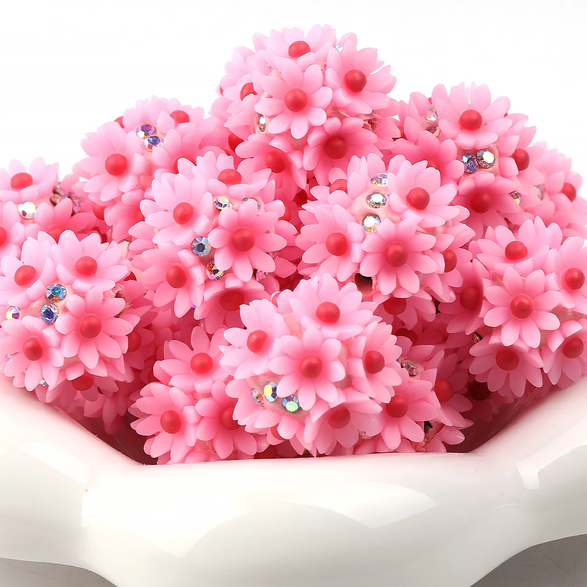 2 stücke/4 stücke/10 stücke Rose Rosa Blume Ball Perlen Für Schmuck Machen DIY Lose Spacer Acryl Perlen dekorative Perlen Für Armbänder