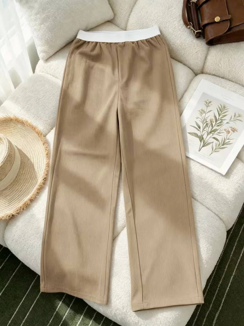 Women Multi‑Pocket Cargo Pants, High Waist Straight Wide Leg Casual Trousers for Daily Wear