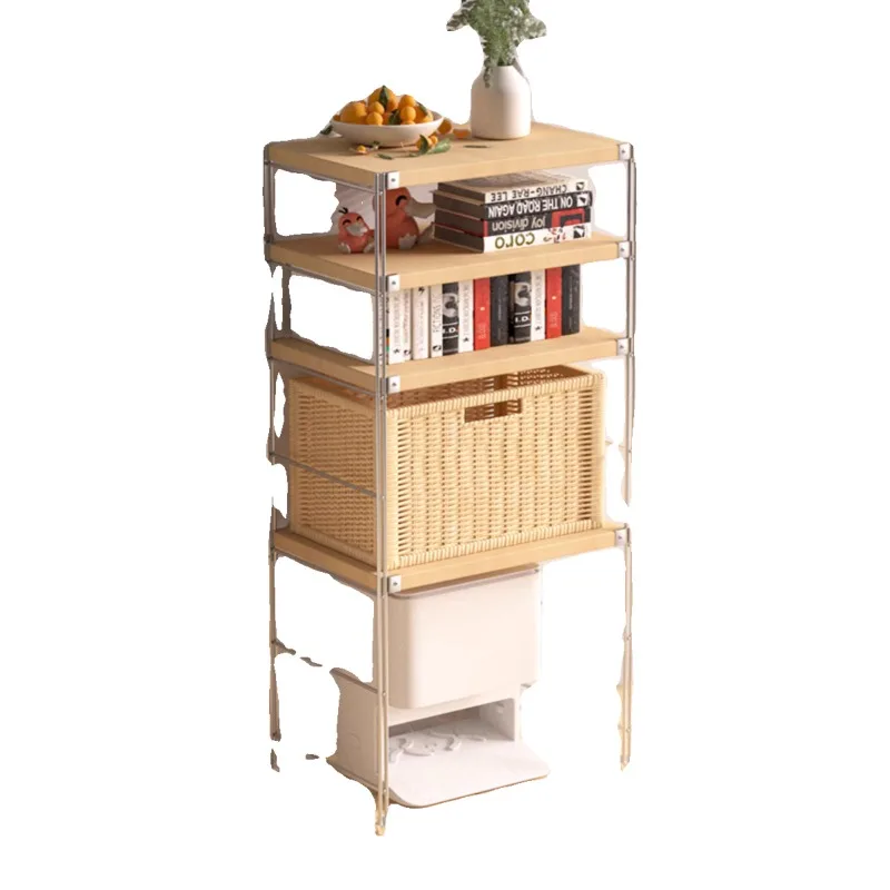 

Japanese style storage rack floor to ceiling bookshelf, kitchen microwave storage, household balcony minimalist shelf