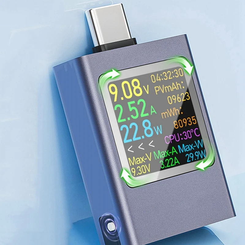 HDC-085C Color Screen Power Meter Tester Type-C PD3.1 Mobile Phone Charger Tester Multi-Function Power Meter