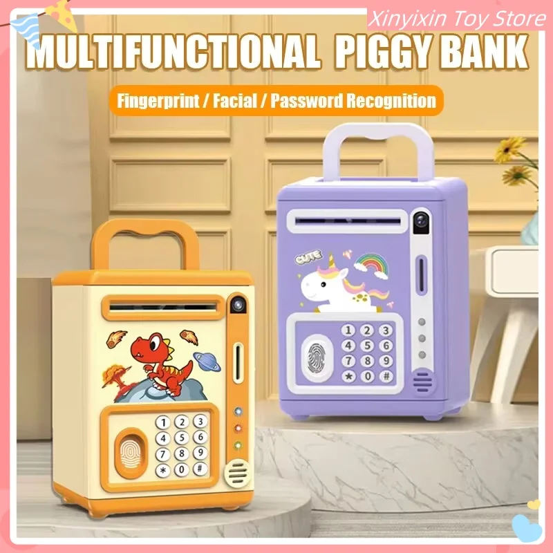 Electronic Piggy Bank Automatic Paper Roll Simulate A Human Face Fingerprint Identification Birthday Christmas New Year'S Gift