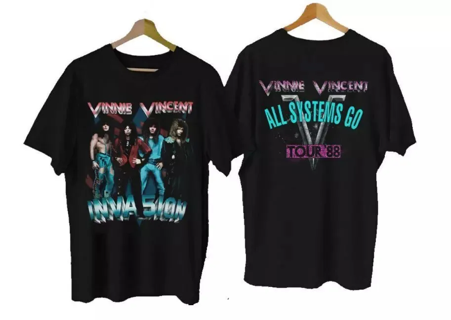 New Rare VINNIE VINCENT INVASION ALL SYSTEMS GO Cotton Men S-5XL T-Shirt