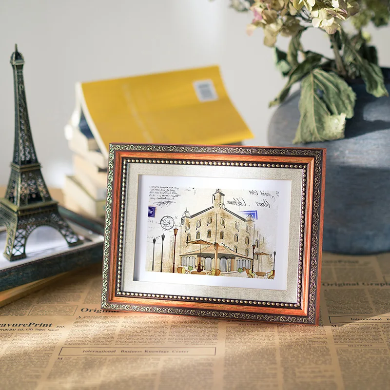 

European Palace Vintage Photo Frame Resin Art Texture Border Picture Frame Study Living Room Decorative Ornaments Photo Frame