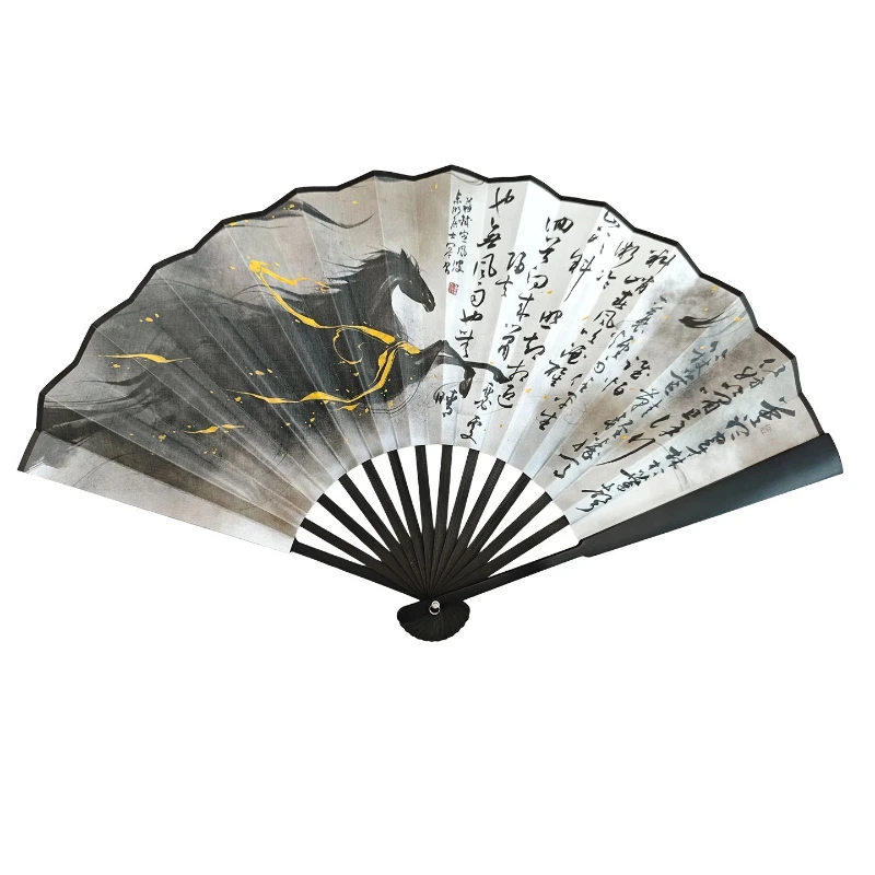 Double Side Bamboo Folding Fan Portable Summer Cooling Daily Fan for Leisure Walking Lightweight Gift Chinese Style Photo Prop