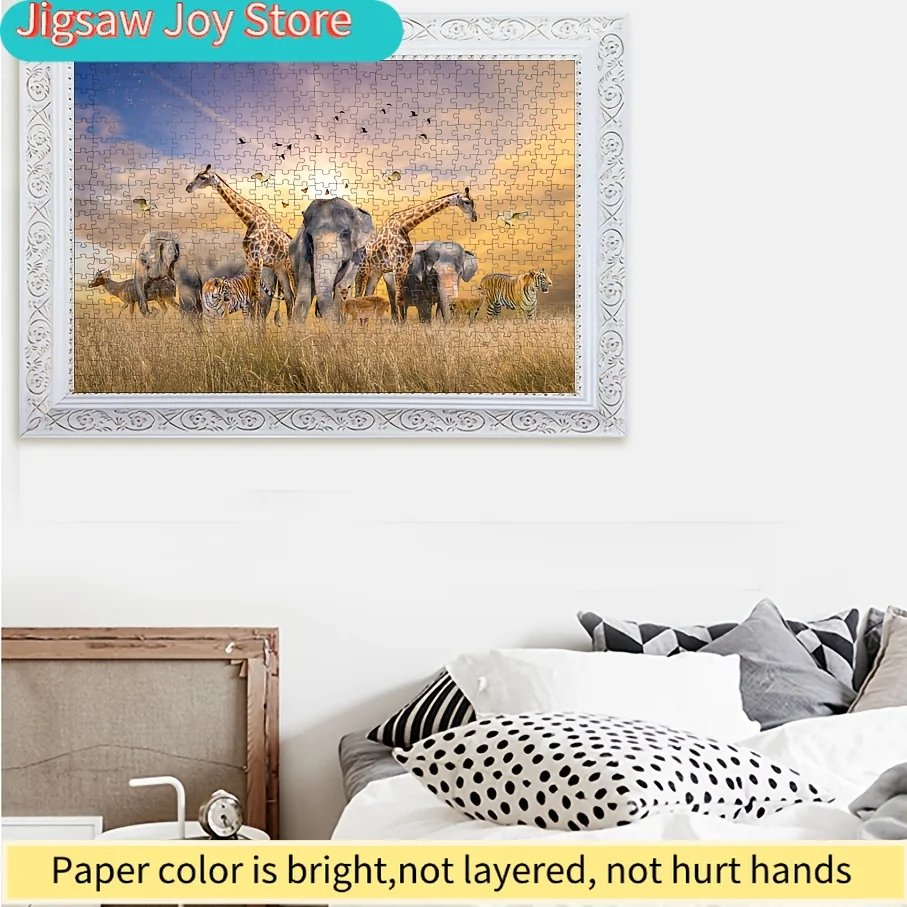 1 caja de piezas de rompecabezas de papel que se ajustan perfectamente entre sí para adultos, juego de "Animales de la pradera" - Ideal para fiestas, familiares y amigos