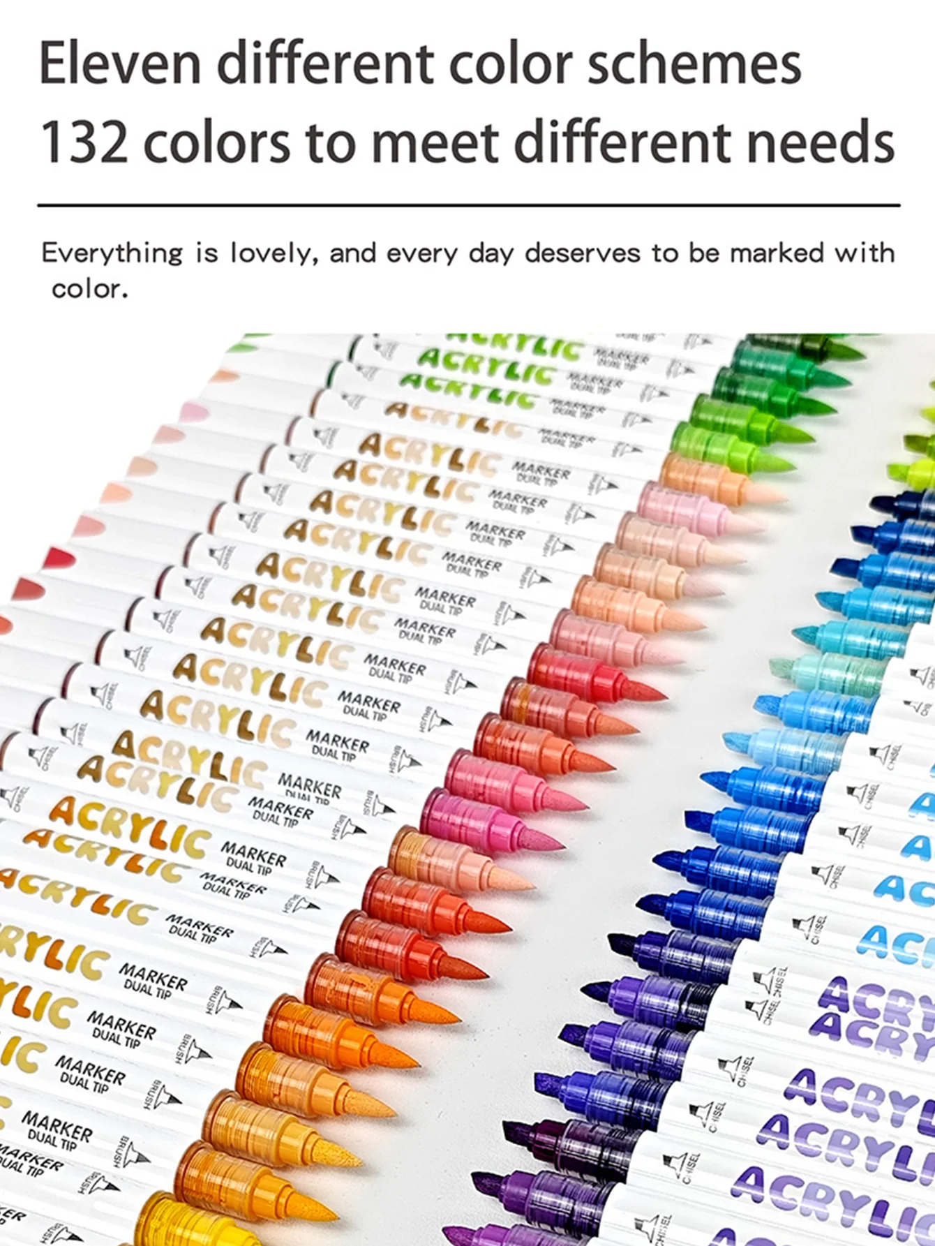 GuangNa 12/132 Farben Doppelkopf Acryl Malerei Marker Gerade Flüssigkeit Pype Acryl Marker Stifte Set Schreibwaren, GN.8109 – Detail 2