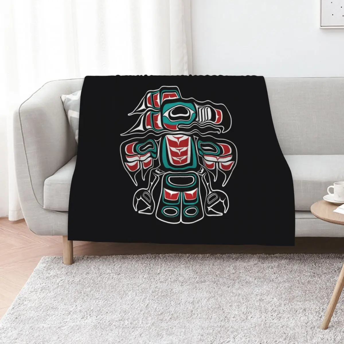 

Haida Tlingit Native Raven Totem Throw Blanket funny gift Luxury Designer bed plaid Luxury Throw Blankets