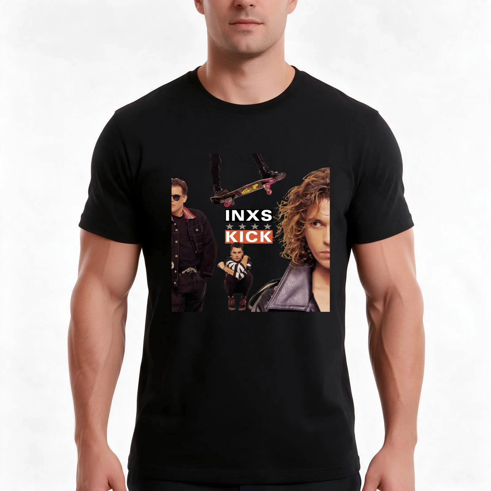 INXS Kick 34 T-Shirt, Summer Casual Cotton Tee, Oversized Streetwear Tops, Vintage Graphic Print, Loose Fit Short Sleeve