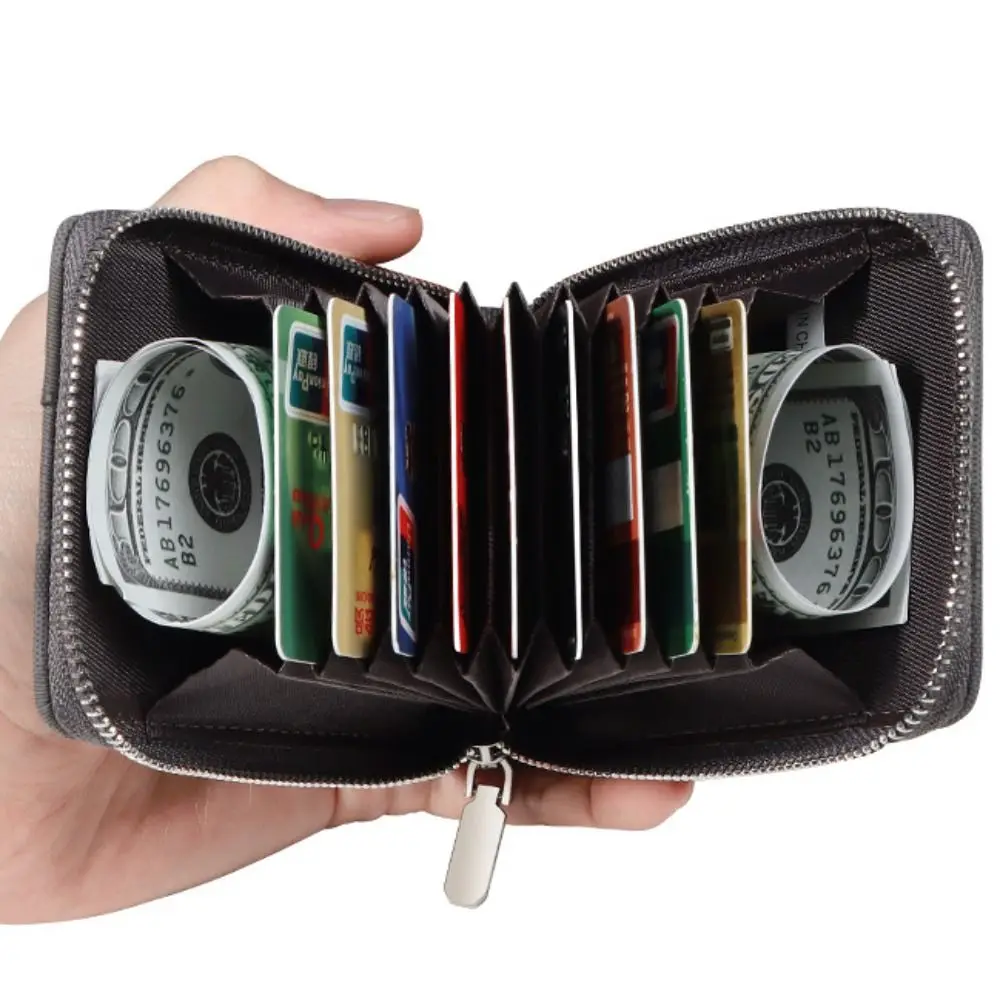 Lederen Case Mode Rits Reis Creditcard Case Grote Capaciteit Portemonnee