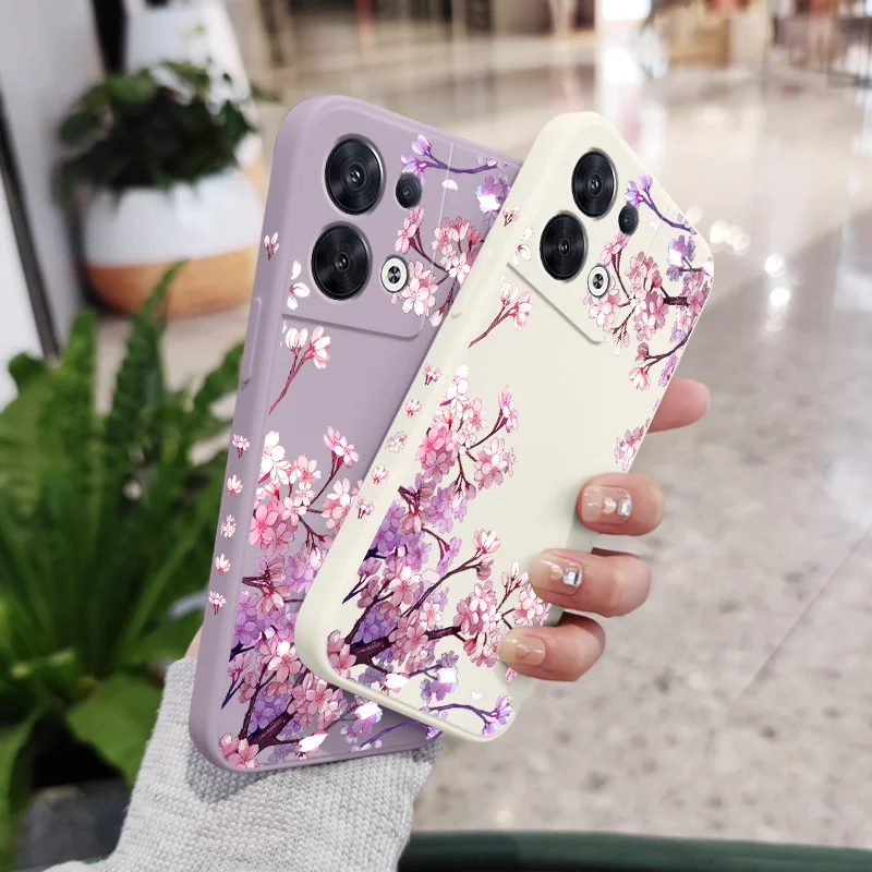 Falling Flowers Phone Case For OPPO Reno 10 8 8T 8Z 7 7Z 6 5 Pro 4G 5G F19 F9 Pro Plus Liquid Silicone Cover