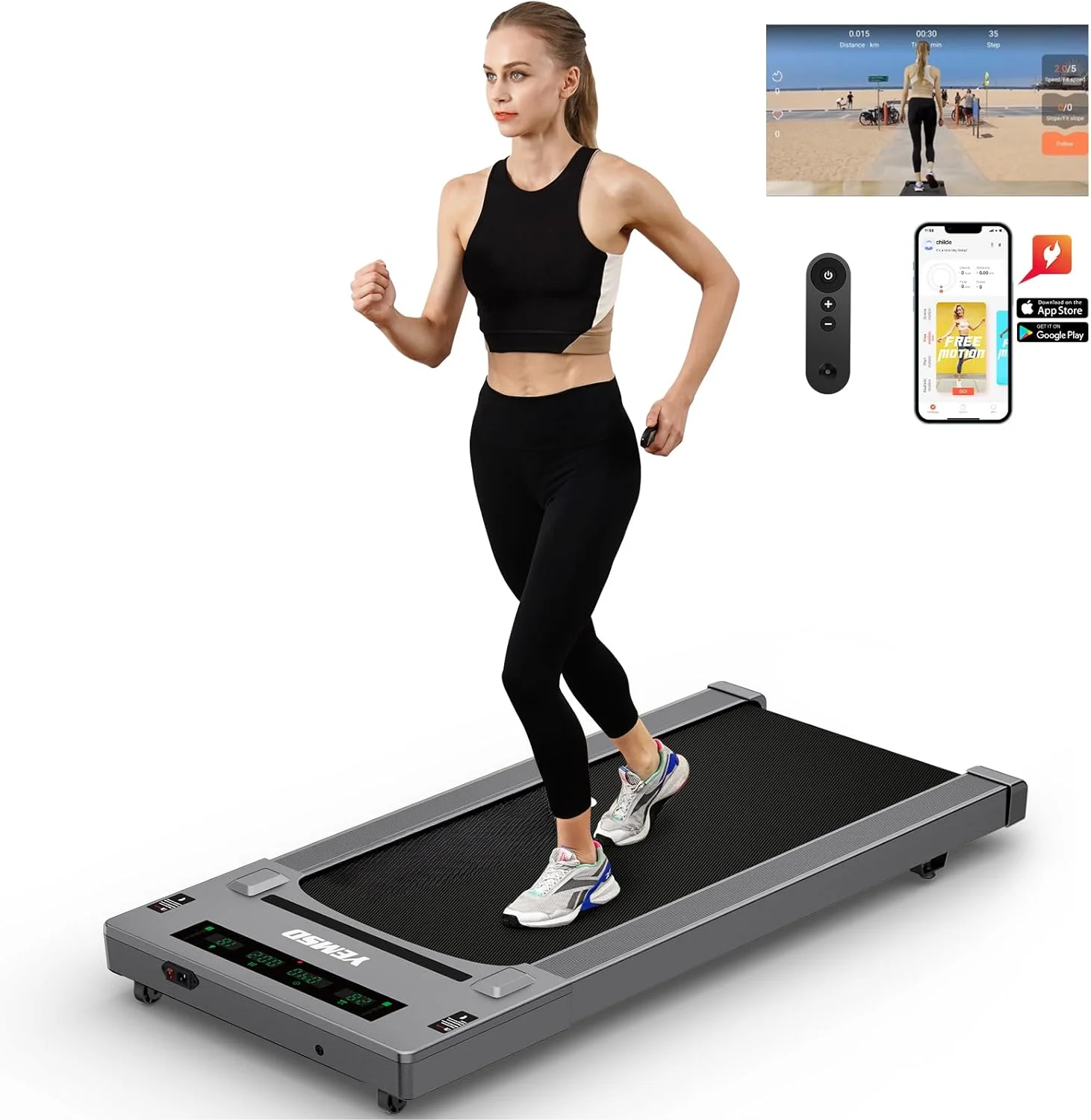 Walking Pad Treadmill, 2.5 HP Under Desk Treadmill for Home Office Walking Treadmill with LED Display