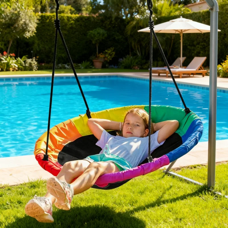 Garden Hammock Indoor Suspended Swing For Kid Hanging Rocking Chair Outdoor Oxford cloth is strong and wear-resistant Swing image 5