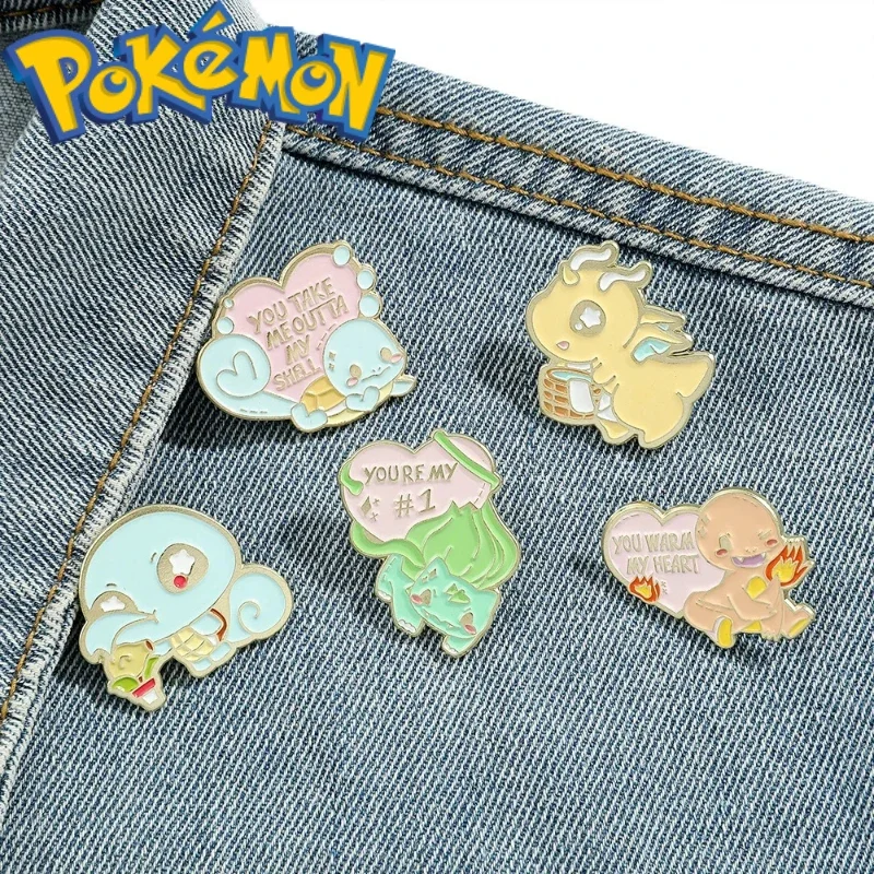 

Pokemon Bulbasaur Dragonite Charmander Anime Figure Metal Brooch Clothes Backpack Brooch Decoration Pin Badge Children Toy Gifts