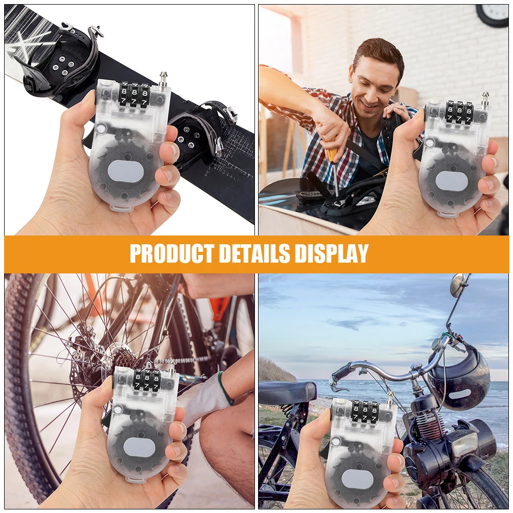 

3 Pcs Anti-theft Snowboard Lock Bike Password Cable Small Lock for Bikes Trolleys Boots