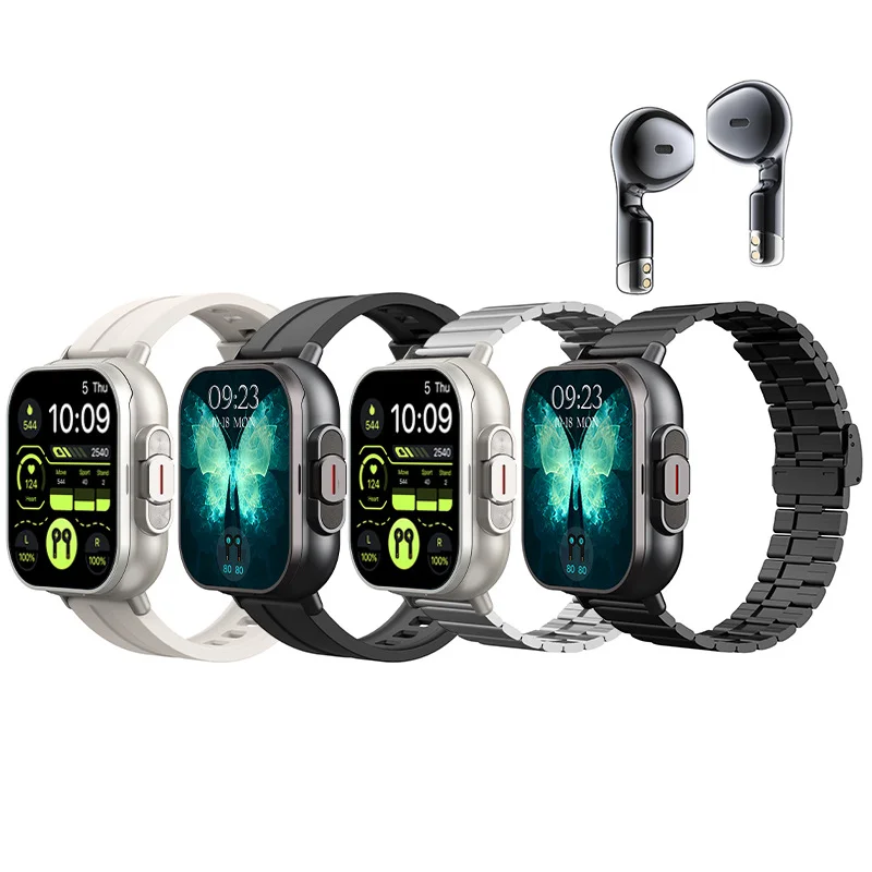 2-in-1 smartwatch with TWS earplugs, wireless earphones, health monitoring, fitness record reminder, smartwatch for men