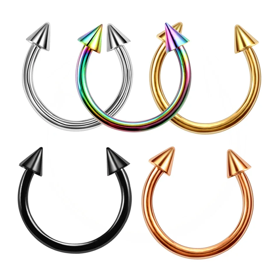 1pc Steel Circular Barbell Horseshoe 18G 16G Lip Eyebrow Nose Septum Piercings Hoop Ear Cartilage Helix Lobe Earring Piercings